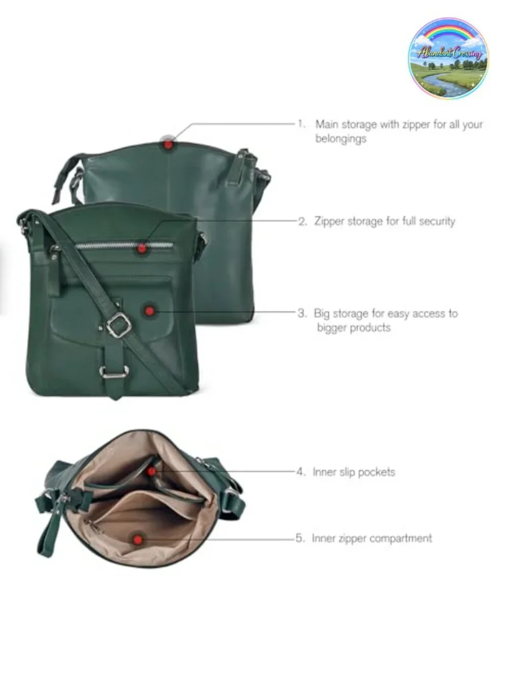 Genuine Leather Crossbody Bag for Women, Medium Purse with Adjustable Strap,